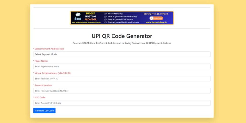 UPI QR Code Generator