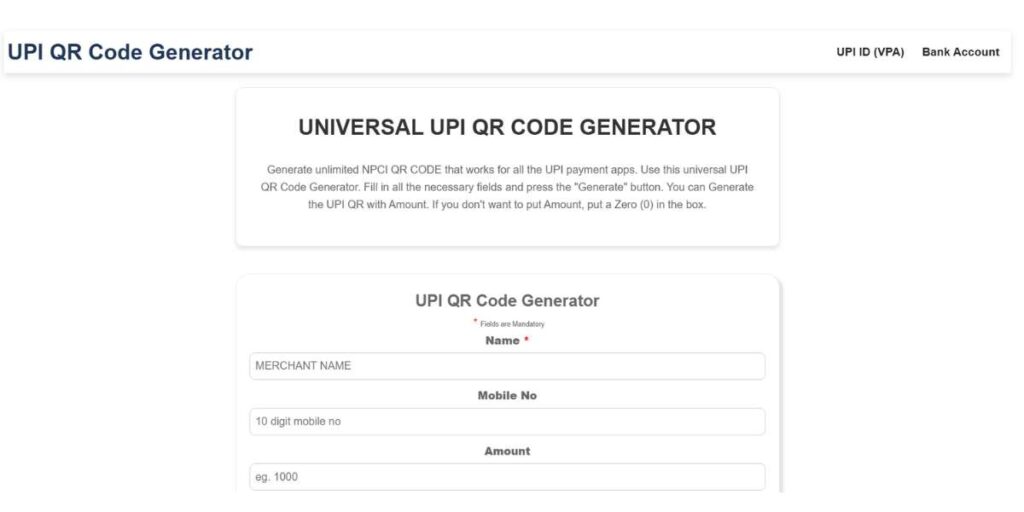UPI QR Code Generator