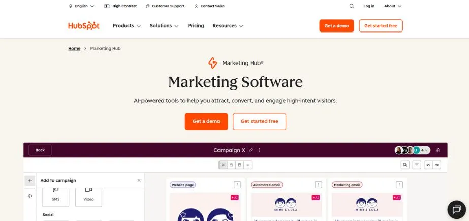 HubSpot Marketing - Best SMS Marketing Software