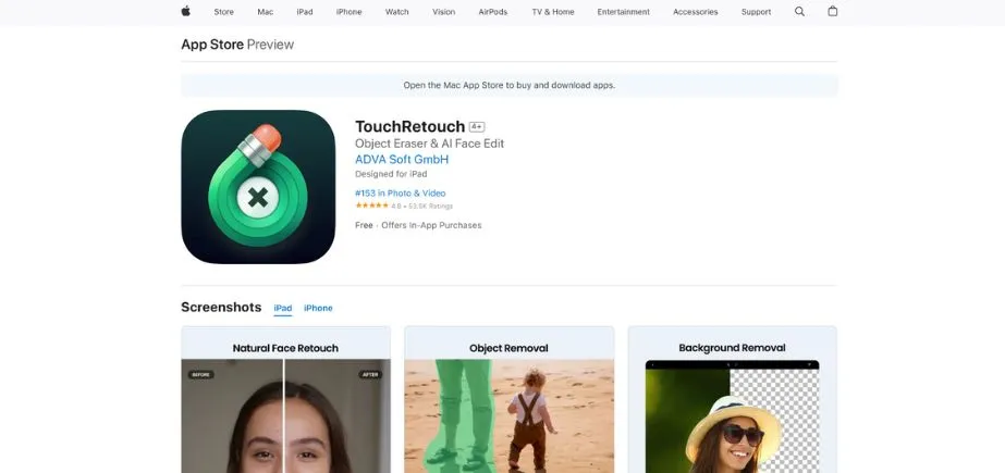 TouchRetouch - photo editing apps