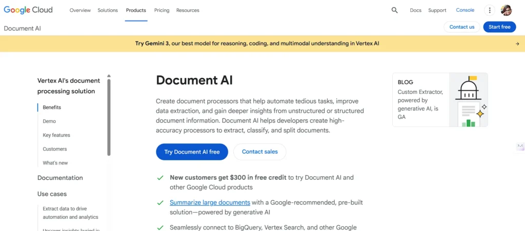  data entry software - Google Document AI