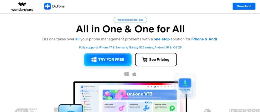 iPhone Data Recovery Software
- Dr.Fone (Wondershare)