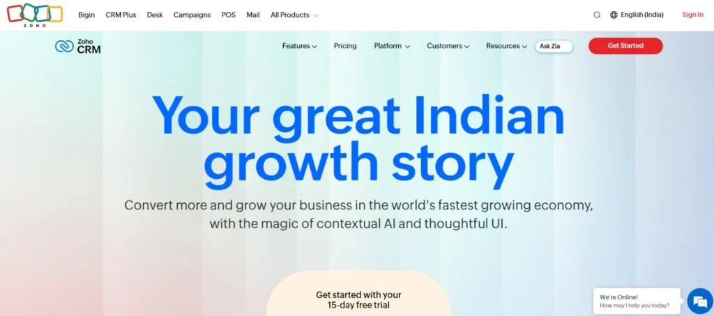 Sales Tracking Software
- Zoho CRM