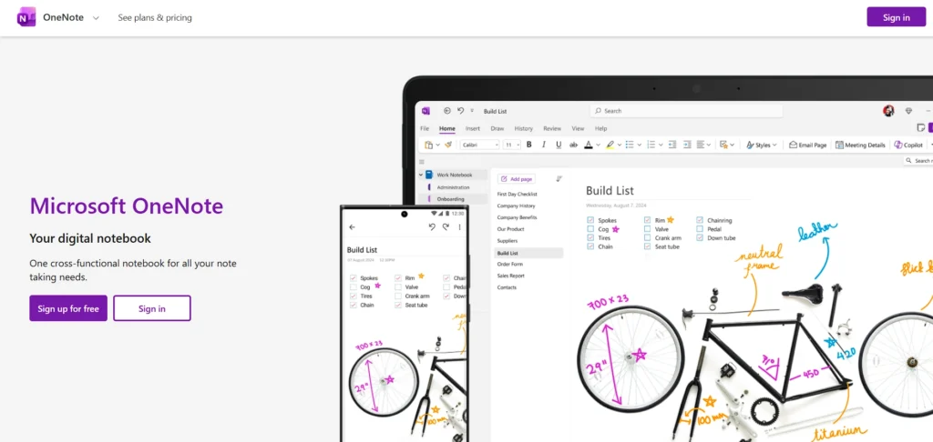 note taking app for iPad - Microsoft OneNote