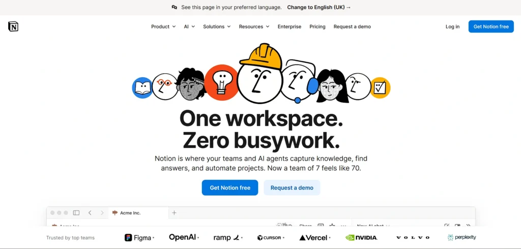 note taking app for iPad - Notion
