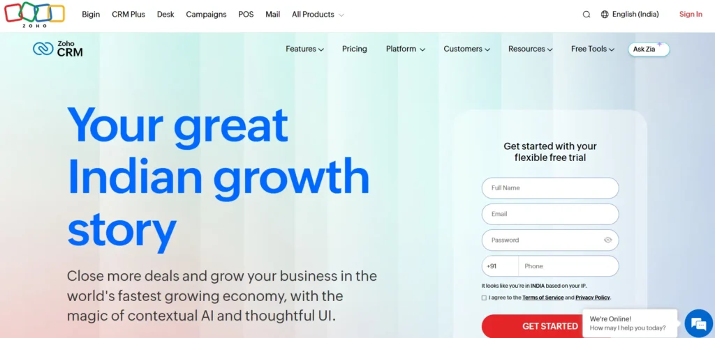 CRM Software for Start-ups-Zoho CRM