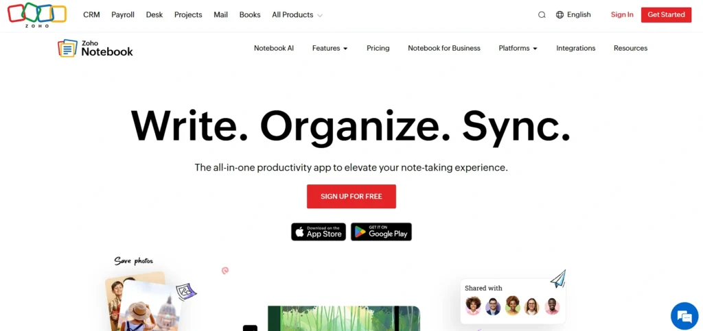 note taking app for iPad - Zoho Notebook