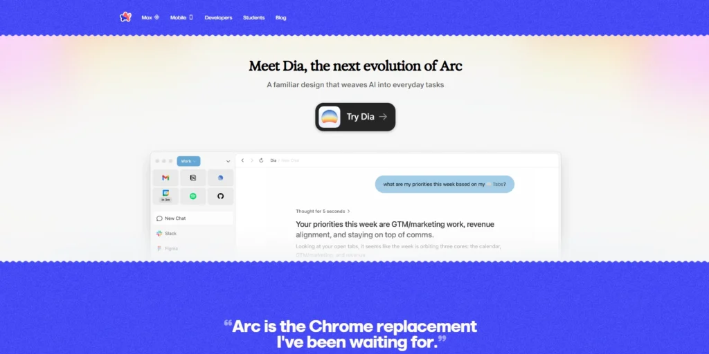 Mac Productivity Apps -Arc Browser