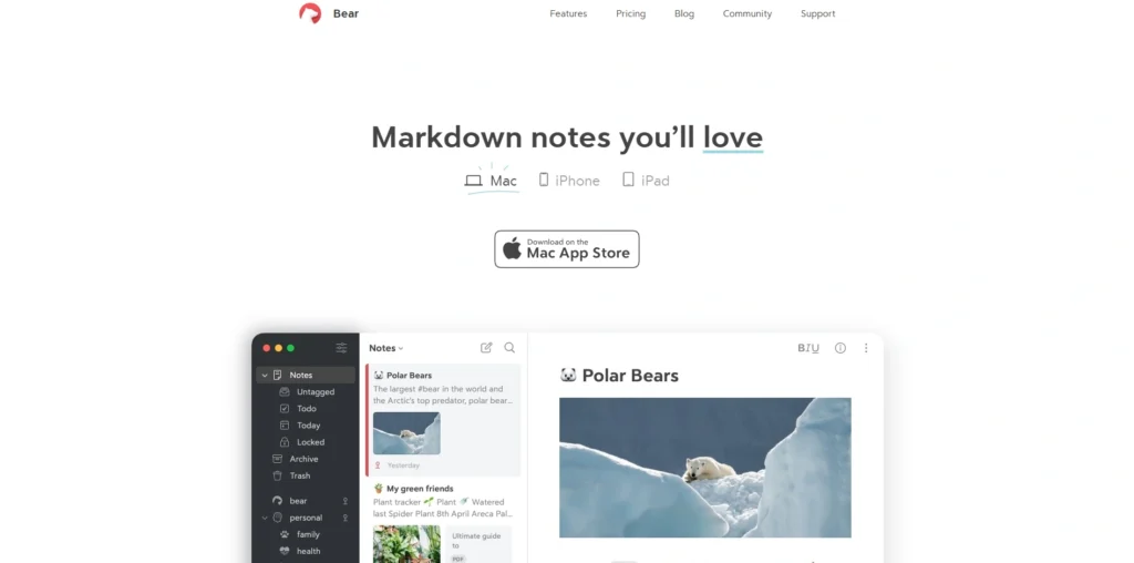 Mac Productivity Apps -Bear