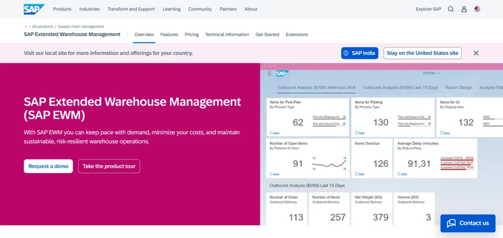 warehouse management software -SAP Extended Warehouse Management (EWM)