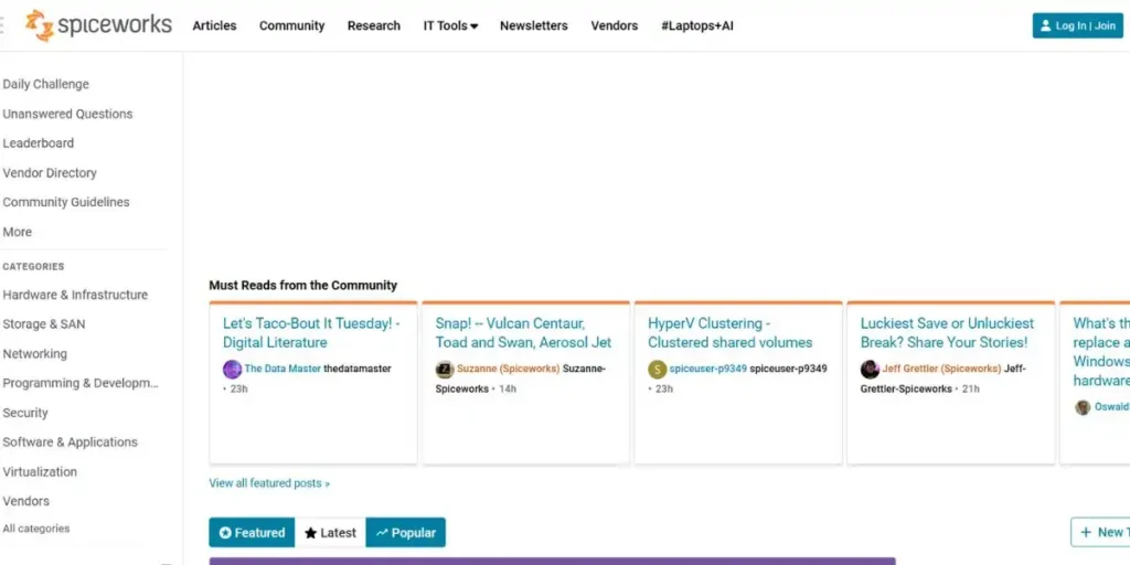 Spiceworks Community - Social Media Forums