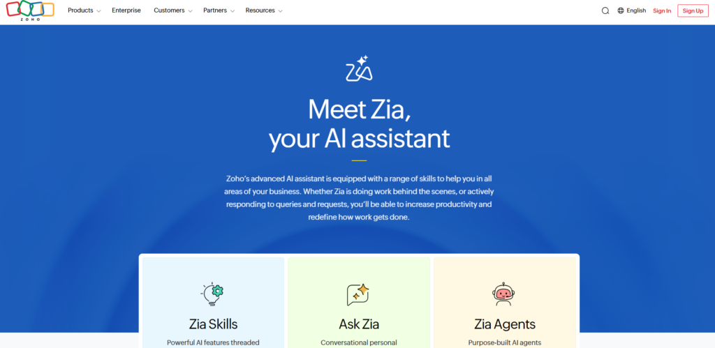 AI Tools for Businesses-Zoho Zia 